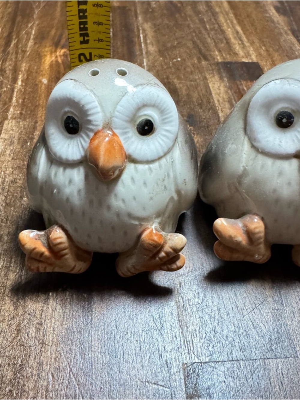 Fritz & Floyd  Vintage Owl Ceramic Salt and Pepper Shakers - Yellow and White - Picture 5 of 5